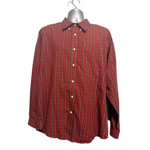 Consensus Mens XL Performance Shirt Red Plaid Long Sleeve Button Down A10